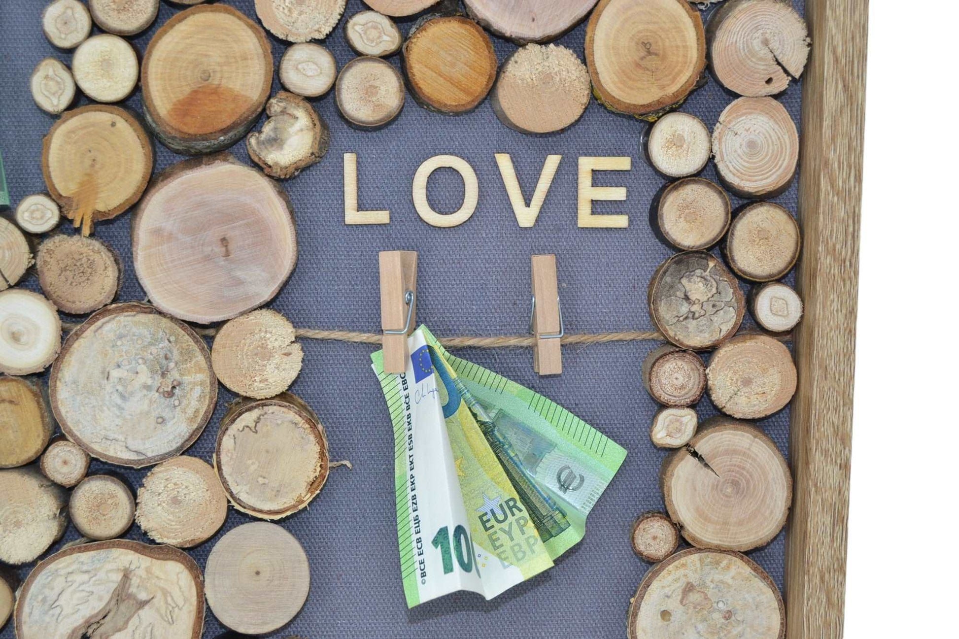 3D Holzbild "Love" als Geldgeschenk