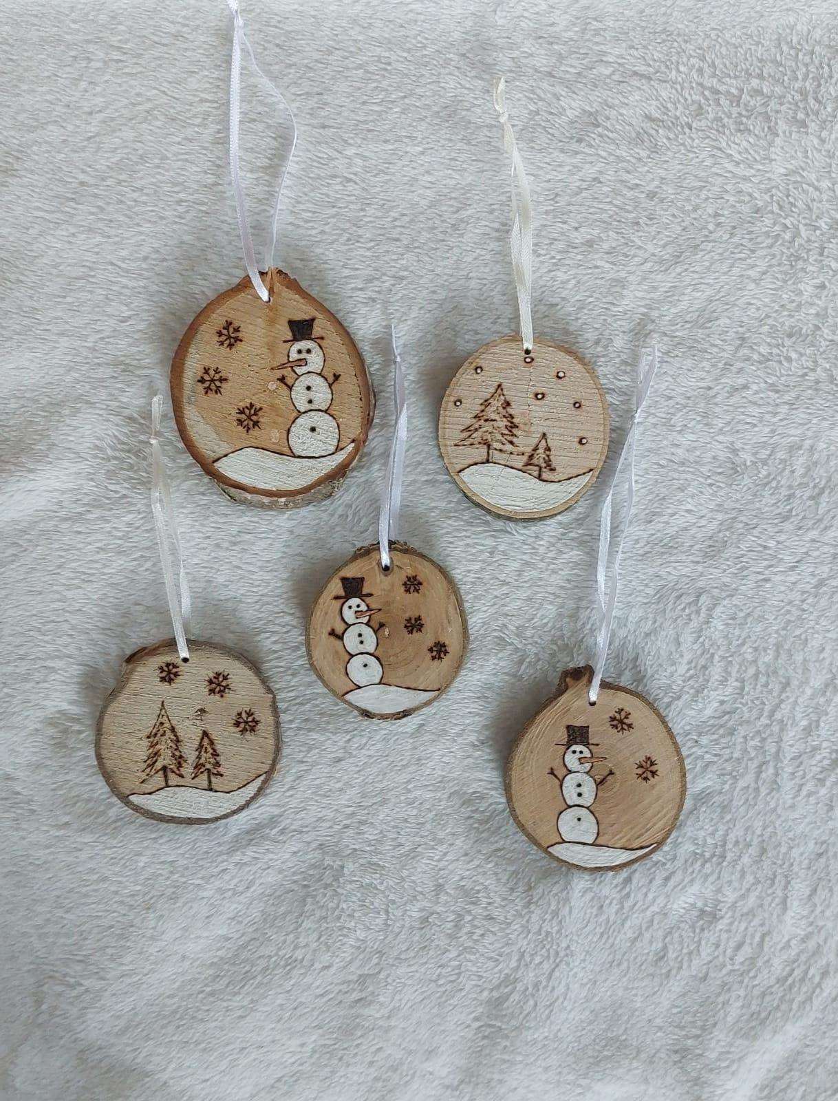 5er Set Holz Geschenkanhänger Christbaumschmuck Weihnachtsbaumschmuck Weihnachtsdeko