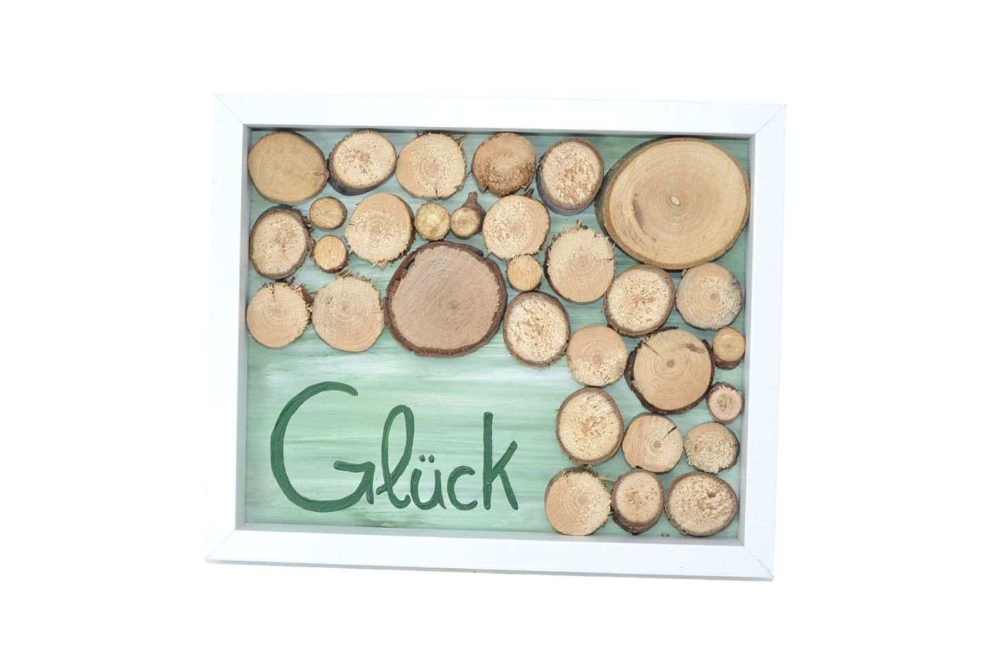 3D Holzbild "Glück" aus Baumscheiben